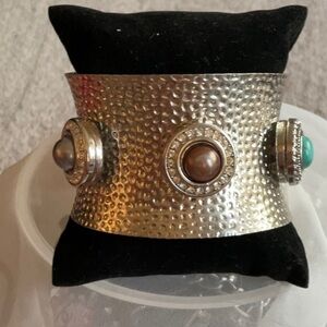 Gingersnap Silver Rhinestones Stones Cuff Bracelet